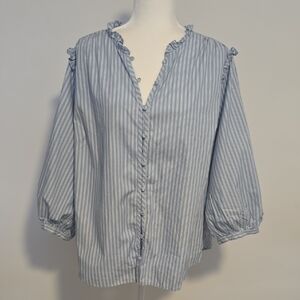 LC Lauren Conrad Light Blue Striped Blouse New W/out Tags
